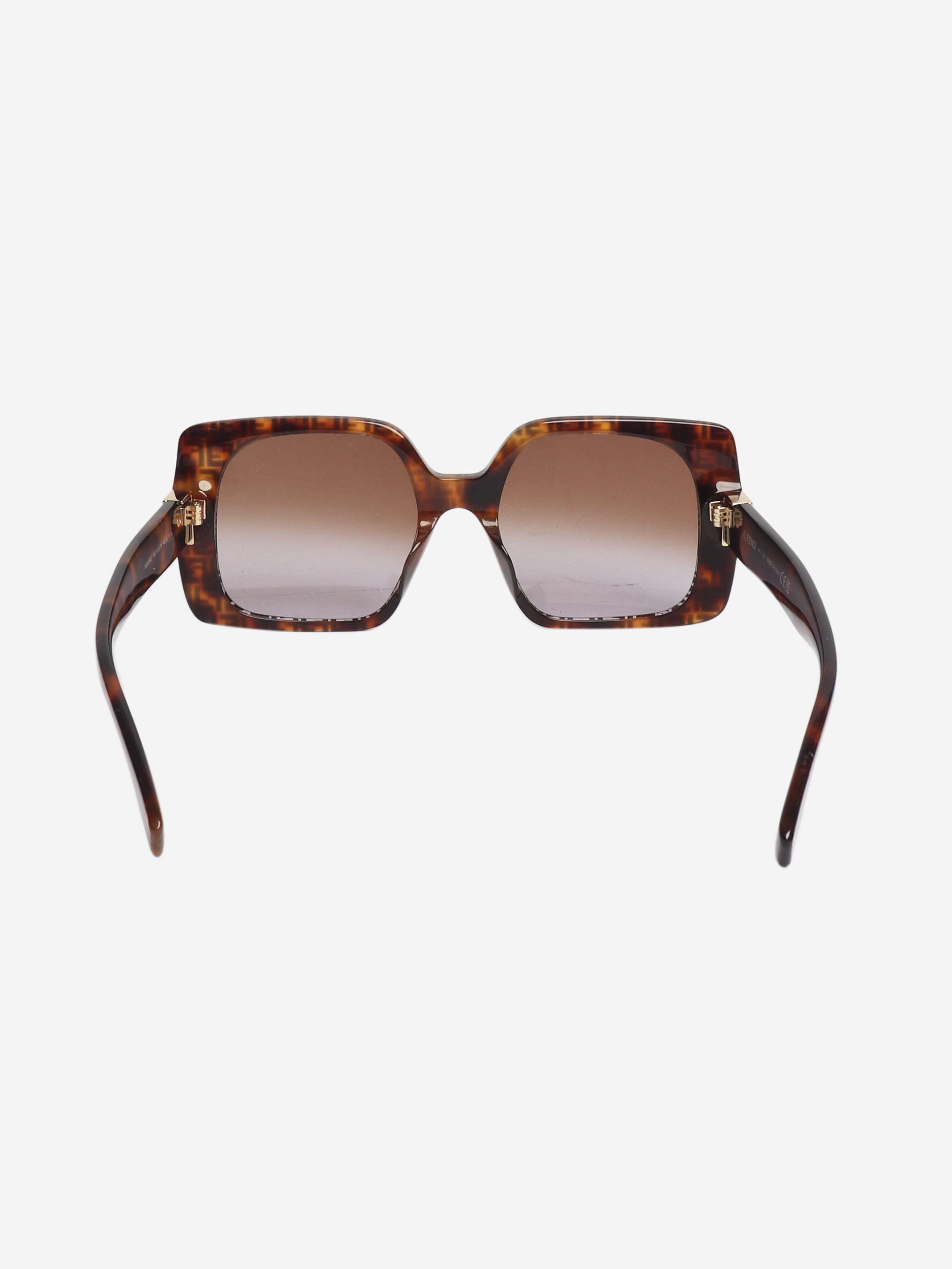 Fendi Brown FF tortoise shell square-frame sunglasses Size ONE SIZE - 3 Thumbnail