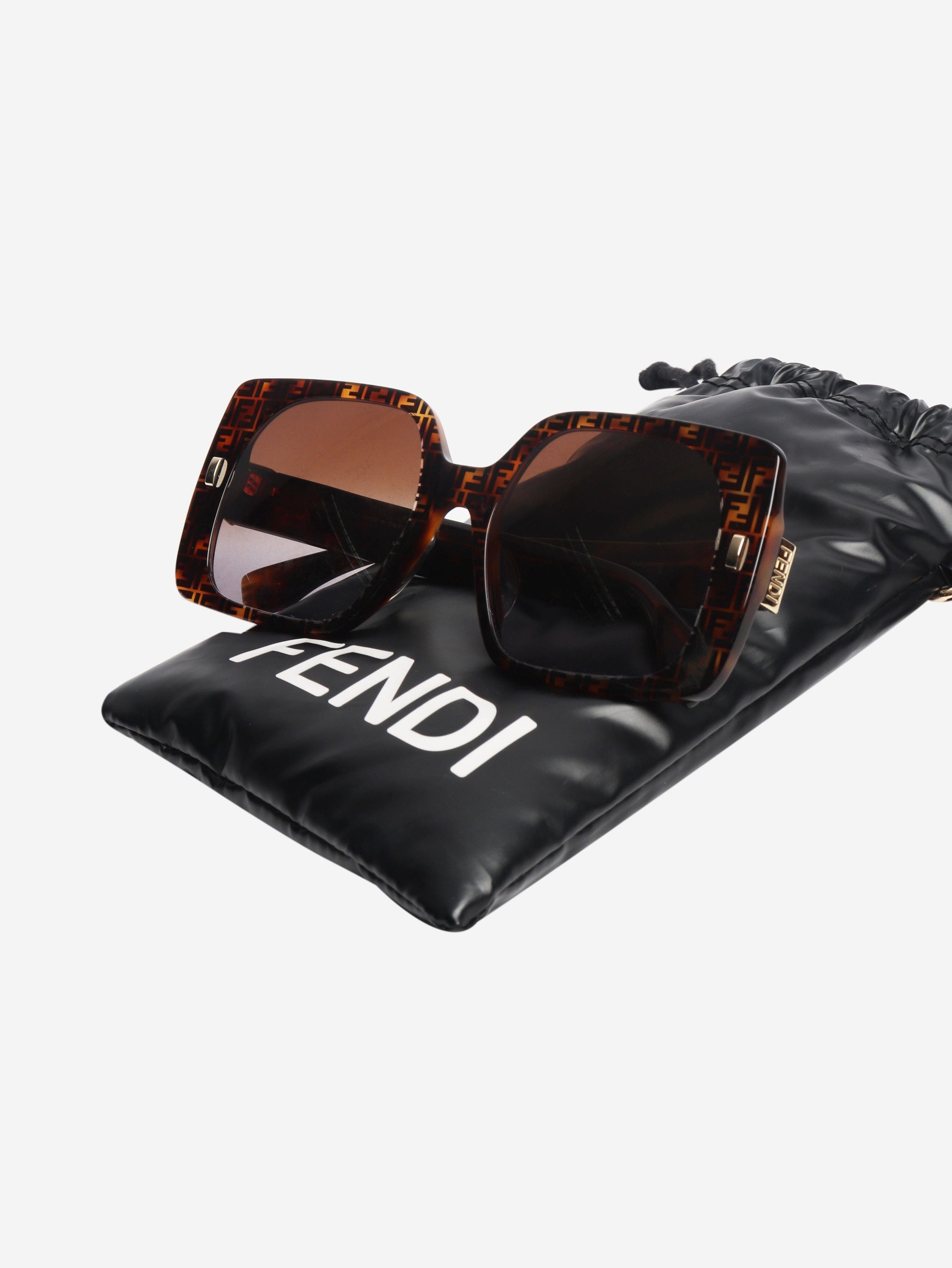 Fendi Brown FF tortoise shell square-frame sunglasses Size ONE SIZE - 6 Thumbnail