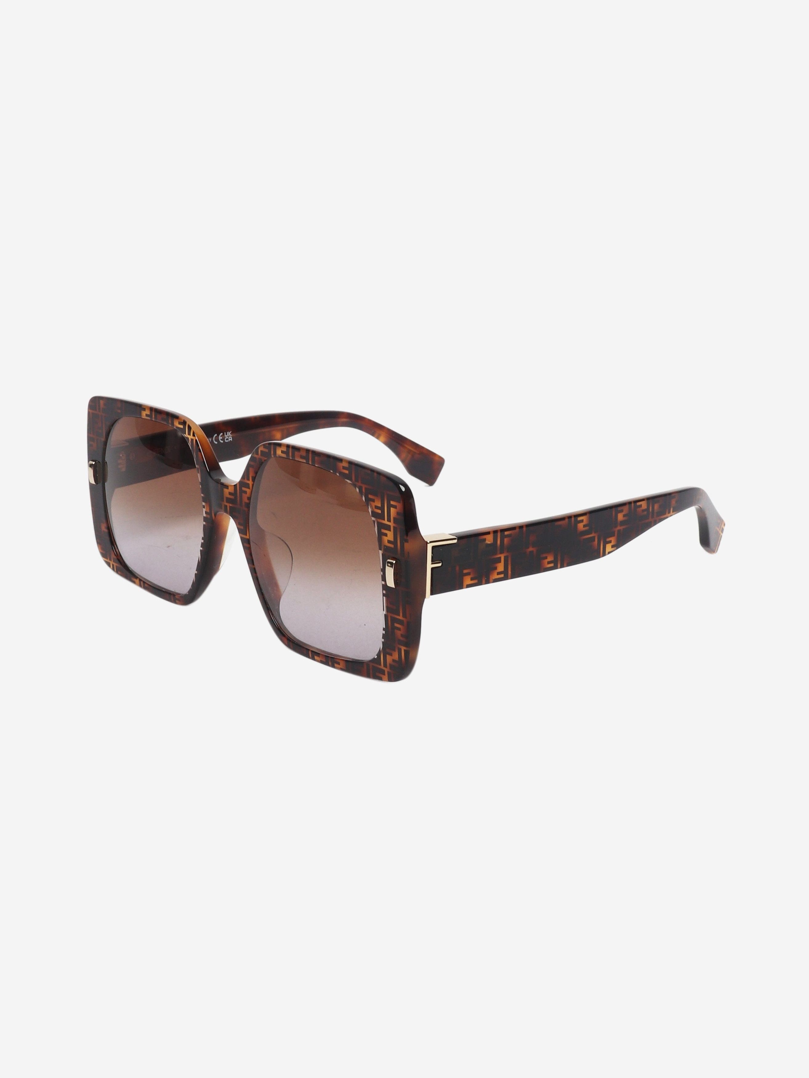 Fendi Brown FF tortoise shell square-frame sunglasses Size ONE SIZE - 2 Thumbnail