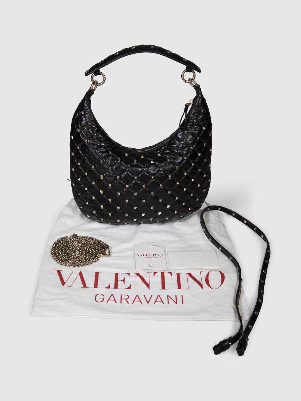 Valentino Black Leather Small Rockstud Spike Hobo Bag Size ONE SIZE - 3 Thumbnail