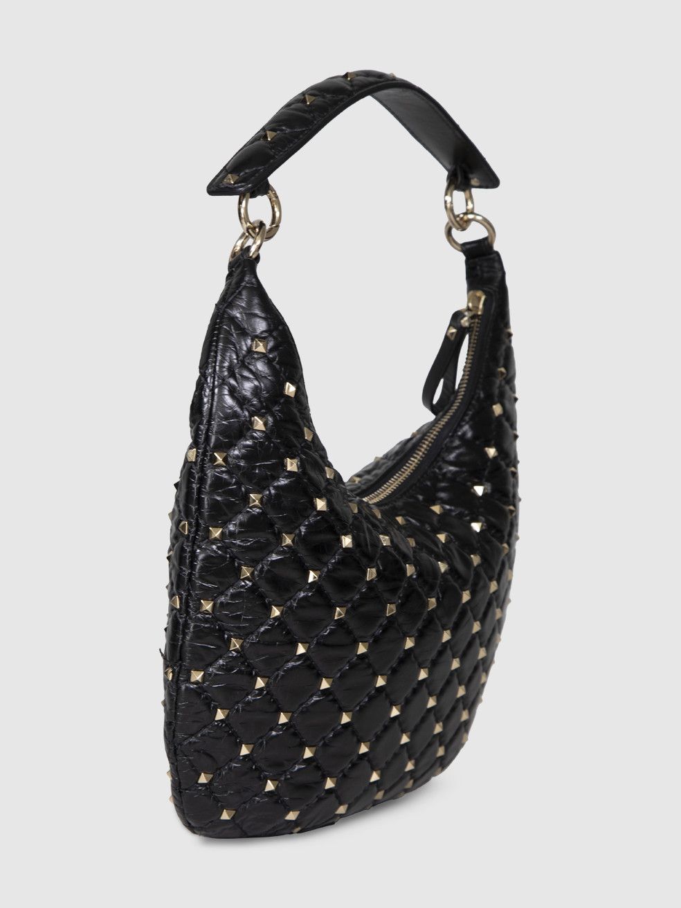 Valentino Black Leather Small Rockstud Spike Hobo Bag Size ONE SIZE - 4 Thumbnail