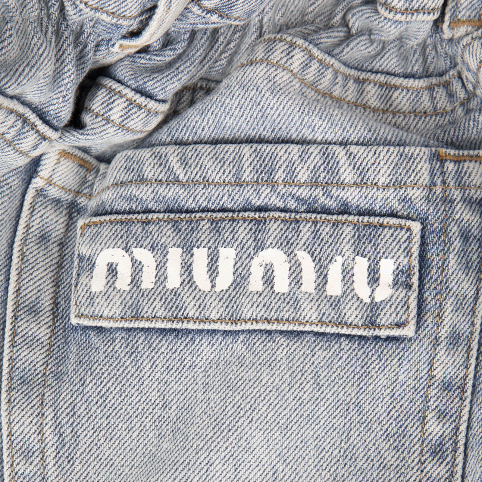Miu Miu Blue Elasticated Denim Mini Skirt Size 27" / US 4 / IT 40 - 3 Thumbnail