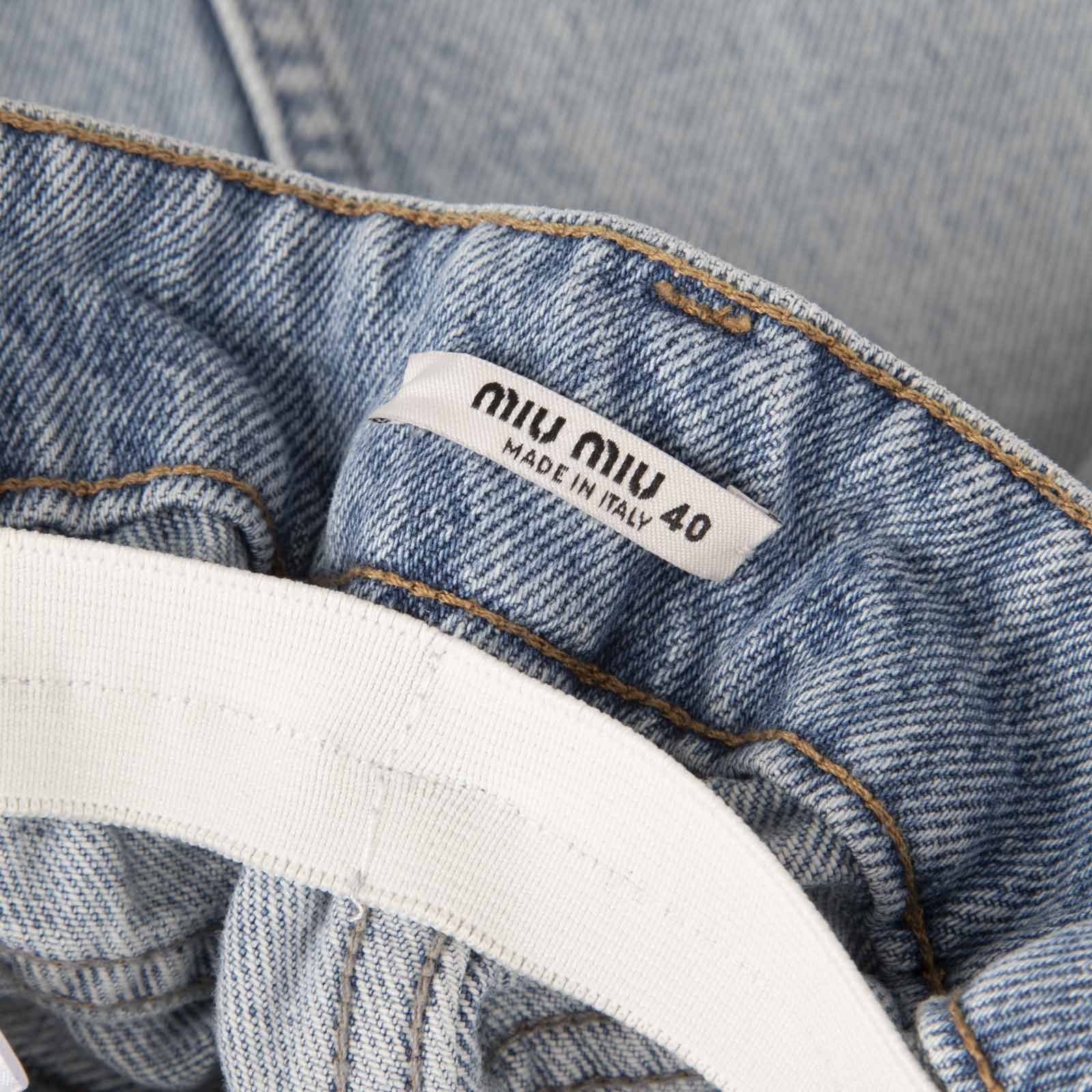 Miu Miu Blue Elasticated Denim Mini Skirt Size 27" / US 4 / IT 40 - 4 Thumbnail