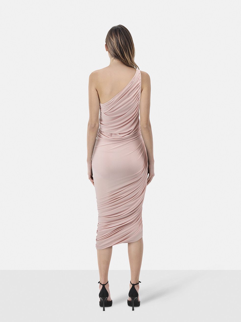 Norma Kamali Pink One Shoulder Ruched Diana Dress Size XS / US 0-2 / IT 36-38 - 2 Thumbnail