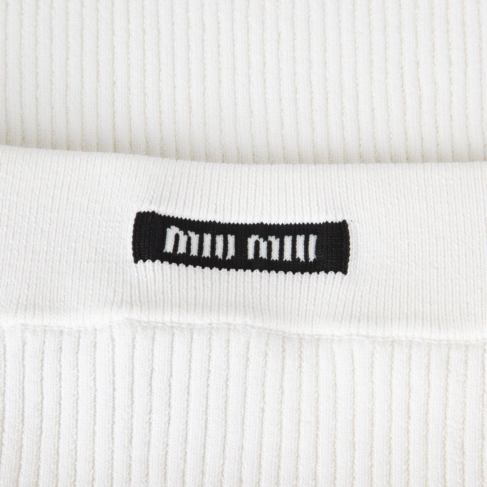 Miu Miu White Ribbed Knit Mini Skirt Size 27" / US 4 / IT 40 - 3 Thumbnail