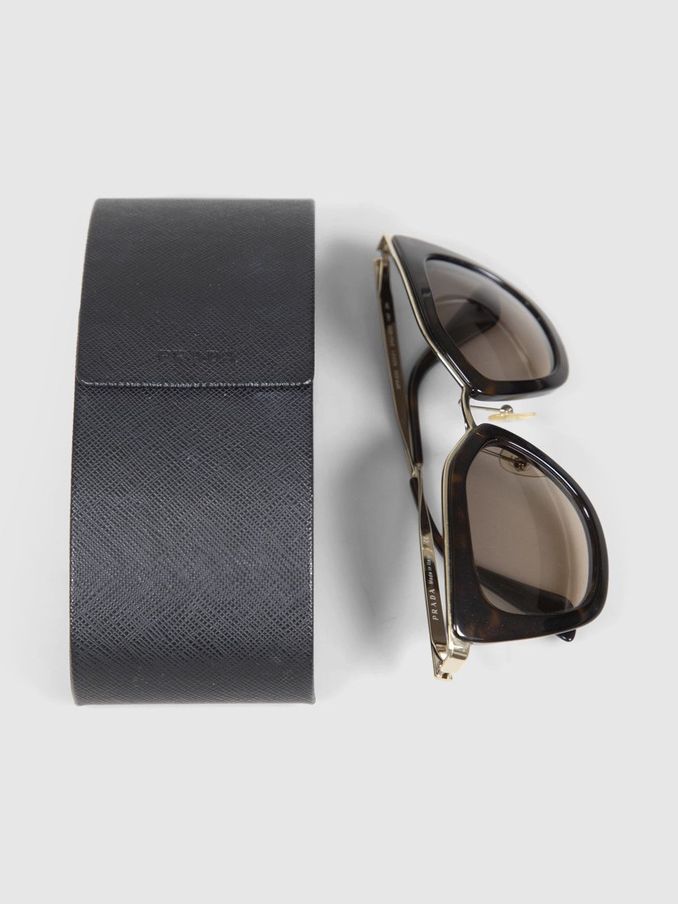 Prada Tortoiseshell Gold Detail Sunglasses Size ONE SIZE - 3 Thumbnail