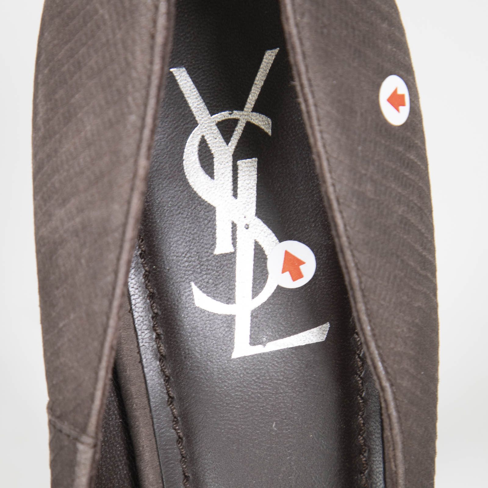 Saint Laurent Paris Brown Lizard Embossed Suede Heels Size US 9.5 / IT 39.5 - 7 Thumbnail