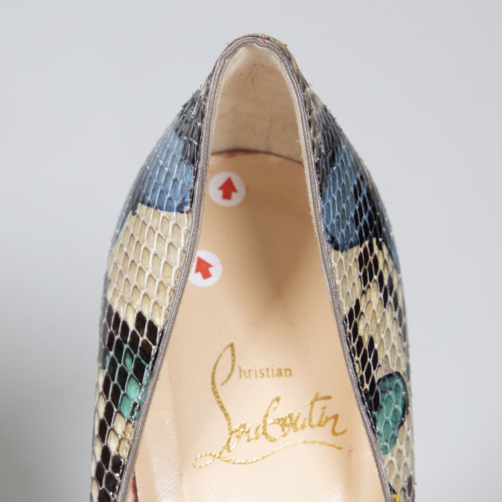 Christian Louboutin Snakeskin Butterfly Print Platform Heels Size US 10 / IT 40 - 9 Thumbnail