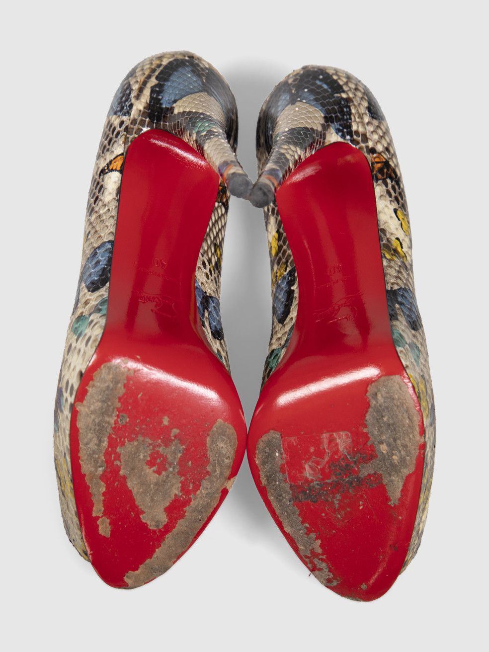 Christian Louboutin Snakeskin Butterfly Print Platform Heels Size US 10 / IT 40 - 5 Thumbnail