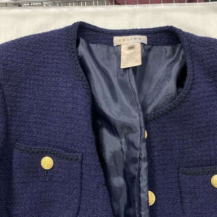 Celine Celine Navy Textured Jacket Size 34 Size XS / US 0-2 / IT 36-38 - 5 Thumbnail