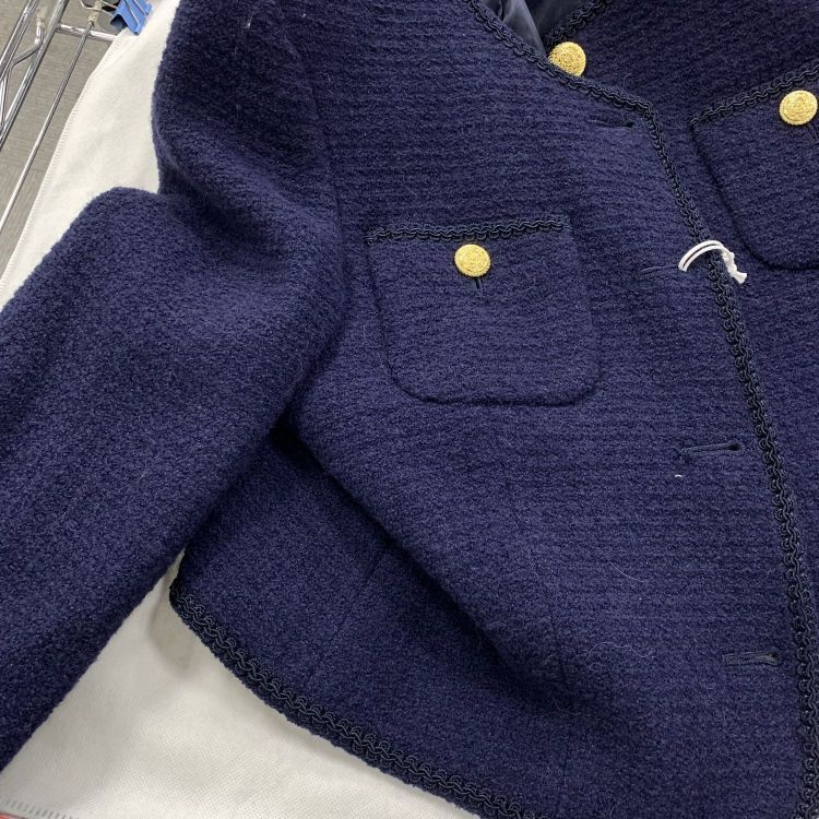 Celine Celine Navy Textured Jacket Size 34 Size XS / US 0-2 / IT 36-38 - 7 Thumbnail