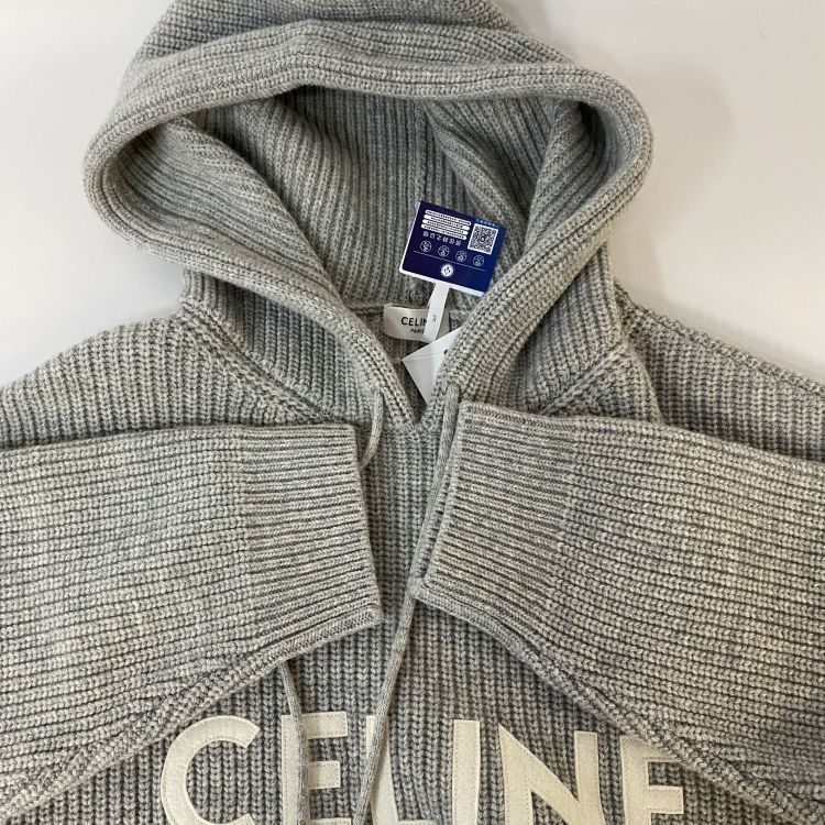 Celine Celine Logo Knit Hoodie Gray S Size S / US 4 / IT 40 - 11 Thumbnail
