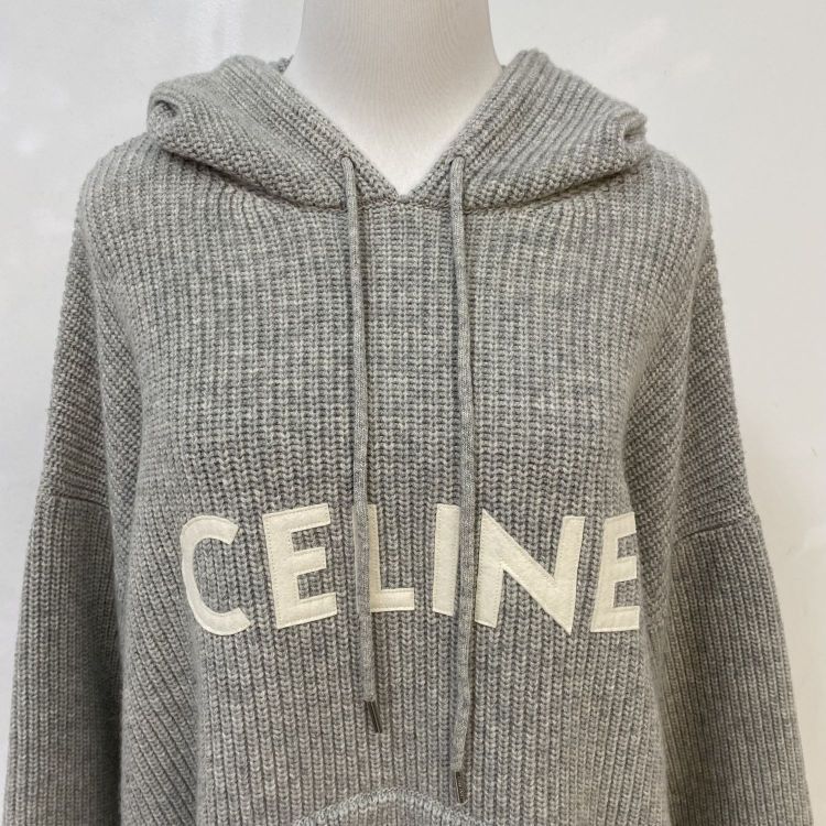 Celine Celine Logo Knit Hoodie Gray S Size S / US 4 / IT 40 - 6 Thumbnail