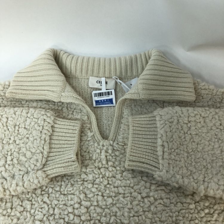 Celine Celine White Wool Blend Collared Sweater Size M Size M / US 6-8 / IT 42-44 - 9 Thumbnail