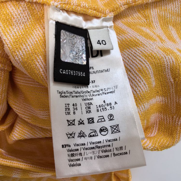 Fendi Fendi Yellow FF Logo Knit Midi Dress Size 40 Size S / US 4 / IT 40 - 3 Thumbnail