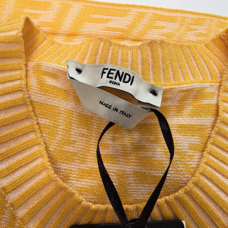 Fendi Fendi Yellow FF Logo Knit Midi Dress Size 40 Size S / US 4 / IT 40 - 2 Thumbnail