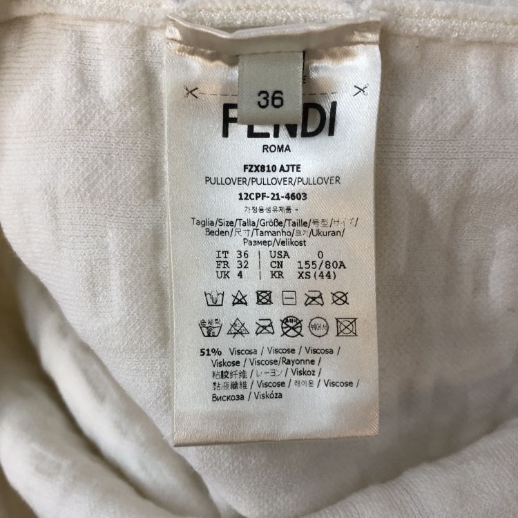 Fendi Fendi White Logo Jacquard Sweatshirt Size IT 36 Size XS / US 0-2 / IT 36-38 - 4 Thumbnail