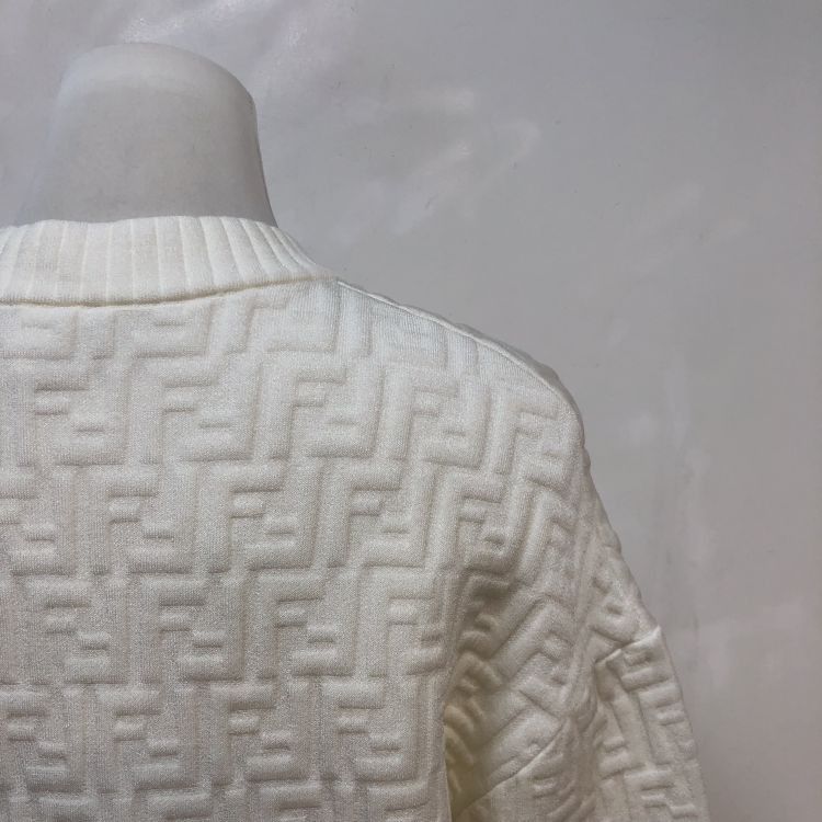 Fendi Fendi White Logo Jacquard Sweatshirt Size IT 36 Size XS / US 0-2 / IT 36-38 - 8 Thumbnail