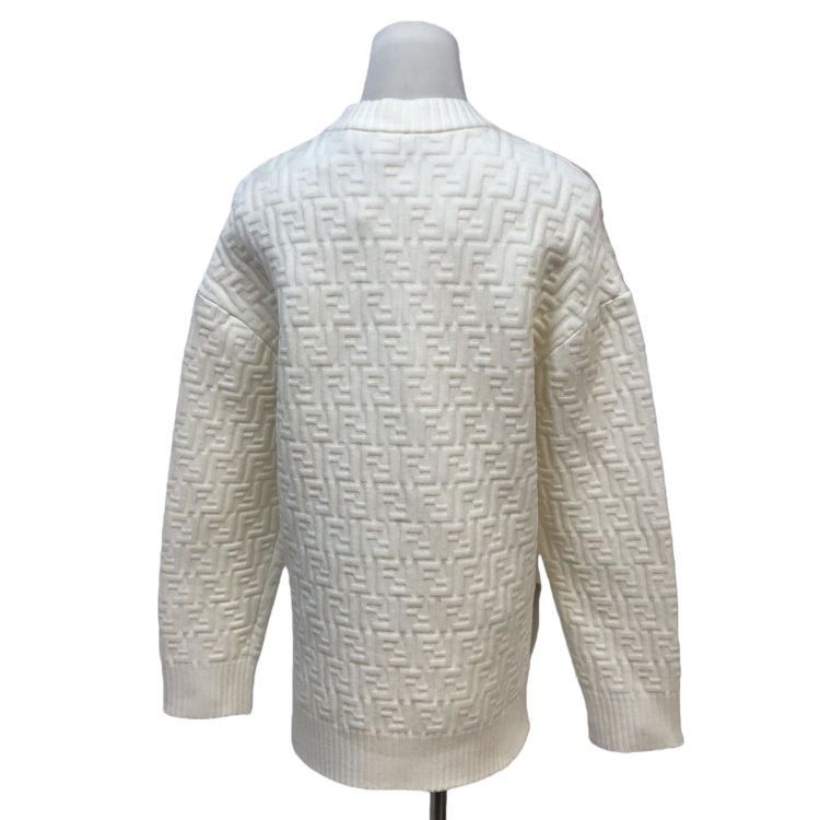 Fendi Fendi White Logo Jacquard Sweatshirt Size IT 36 Size XS / US 0-2 / IT 36-38 - 2 Thumbnail