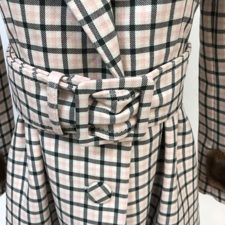 Fendi Fendi Plaid Mink Trim Wool Coat Size 38 Size XS / US 0-2 / IT 36-38 - 7 Thumbnail