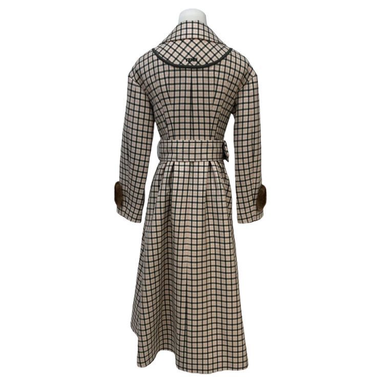 Fendi Fendi Plaid Mink Trim Wool Coat Size 38 Size XS / US 0-2 / IT 36-38 - 2 Thumbnail
