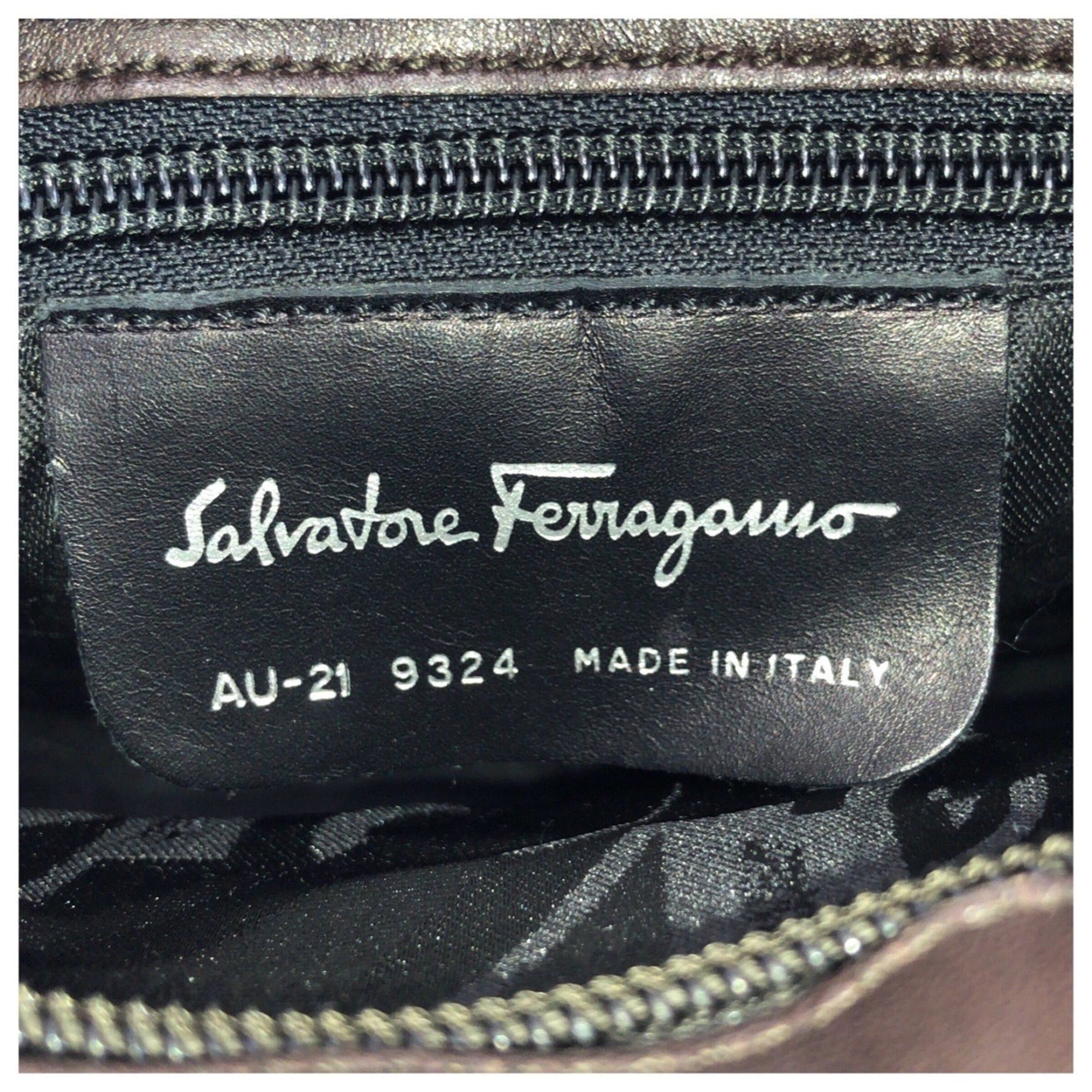 Salvatore Ferragamo Salvatore Ferragamo Vara Chain 2-way Handbag/Shoulder Bag for Women, Brown with Silver Hardware, Nylon and Leather, AU-21 9324 Size ONE SIZE - 4 Thumbnail