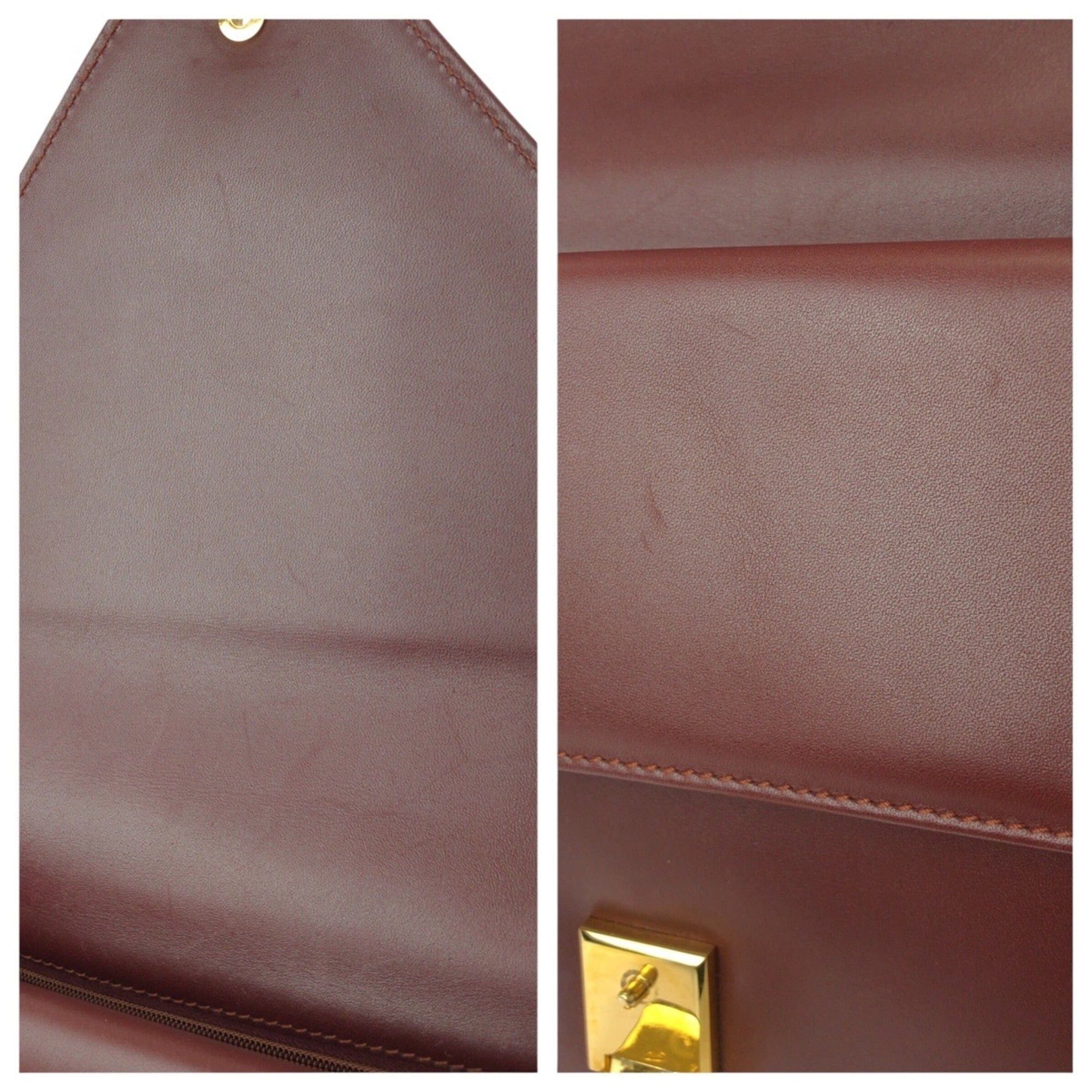 Cartier CARTIER Vintage Must Line Leather Shoulder Bag in Wine Red/Bordeaux with Gold Hardware - Women's Size ONE SIZE - 6 Thumbnail