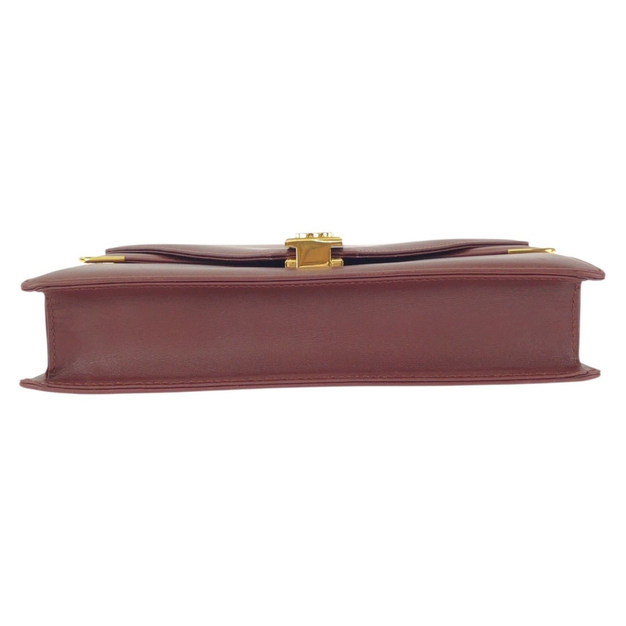 Cartier CARTIER Vintage Must Line Leather Shoulder Bag in Wine Red/Bordeaux with Gold Hardware - Women's Size ONE SIZE - 10 Thumbnail