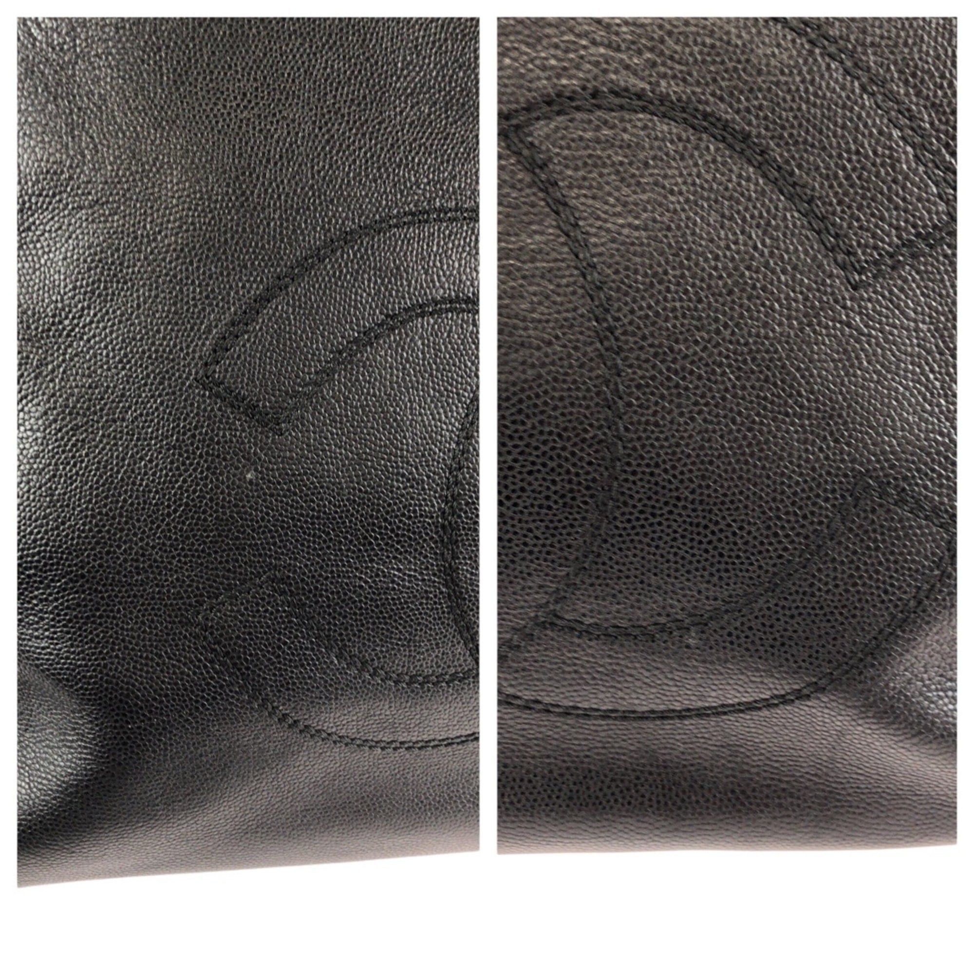 Chanel CHANEL Vintage Coco Mark Marble Chain Black Caviar Leather Tote Bag Shoulder for Women Size ONE SIZE - 5 Thumbnail