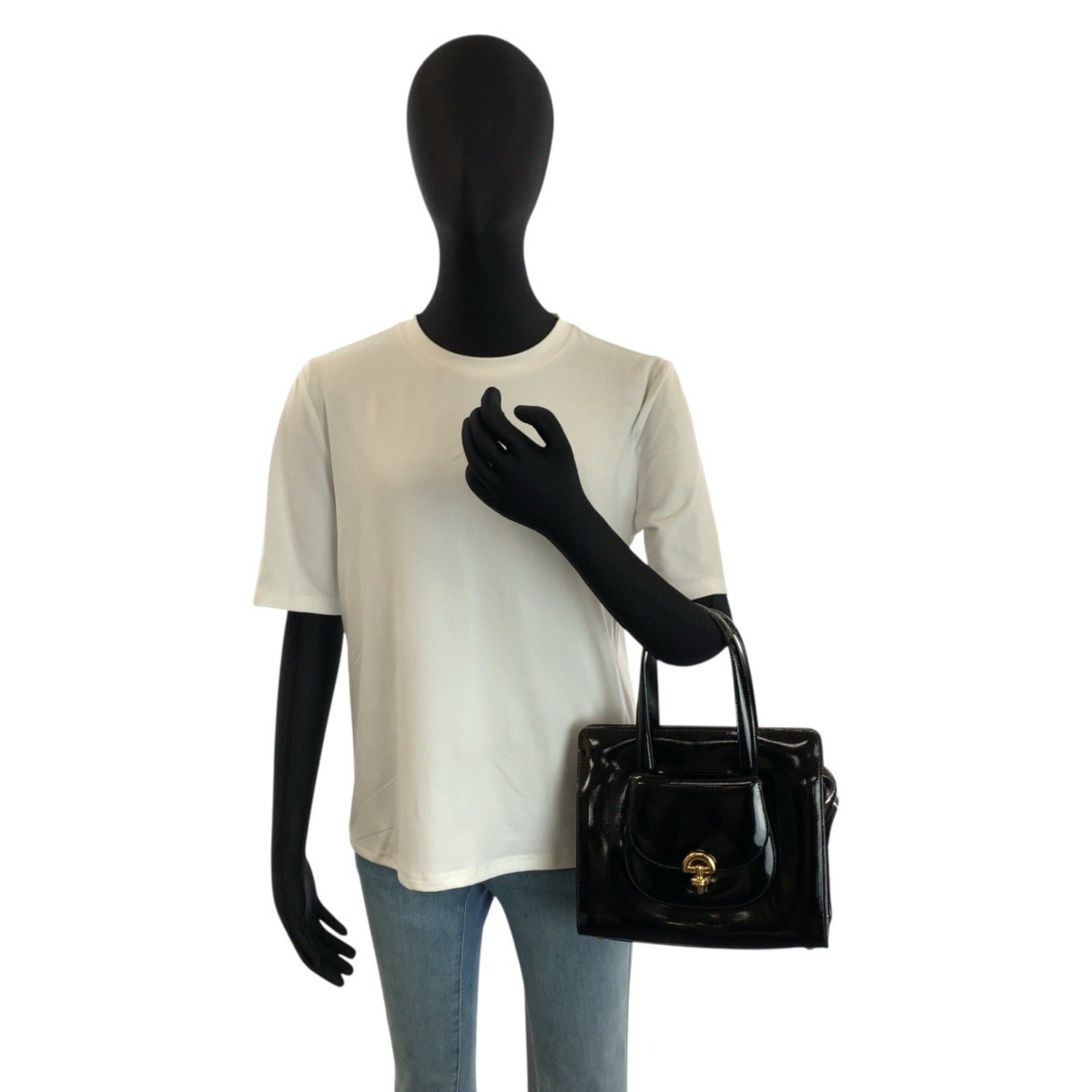 Celine CELINE Vintage Black Patent Leather Handbag/Shoulder Bag (2-way) - Gold Hardware, Size F05 Women's Size ONE SIZE - 7 Thumbnail