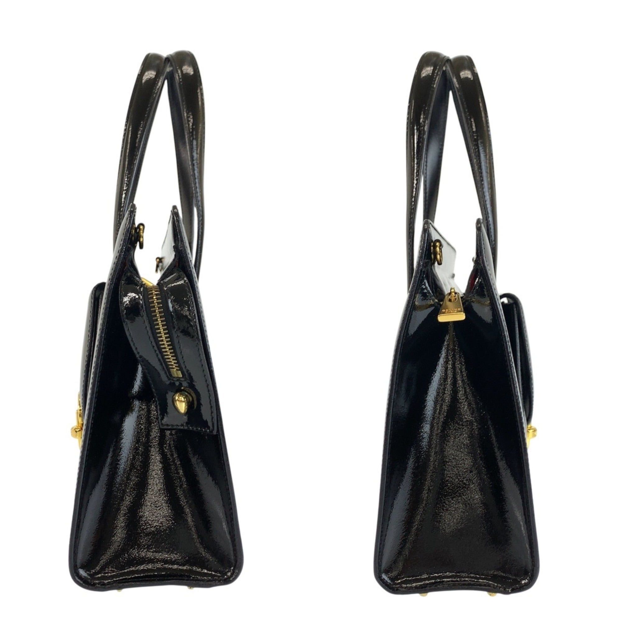 Celine CELINE Vintage Black Patent Leather Handbag/Shoulder Bag (2-way) - Gold Hardware, Size F05 Women's Size ONE SIZE - 8 Thumbnail
