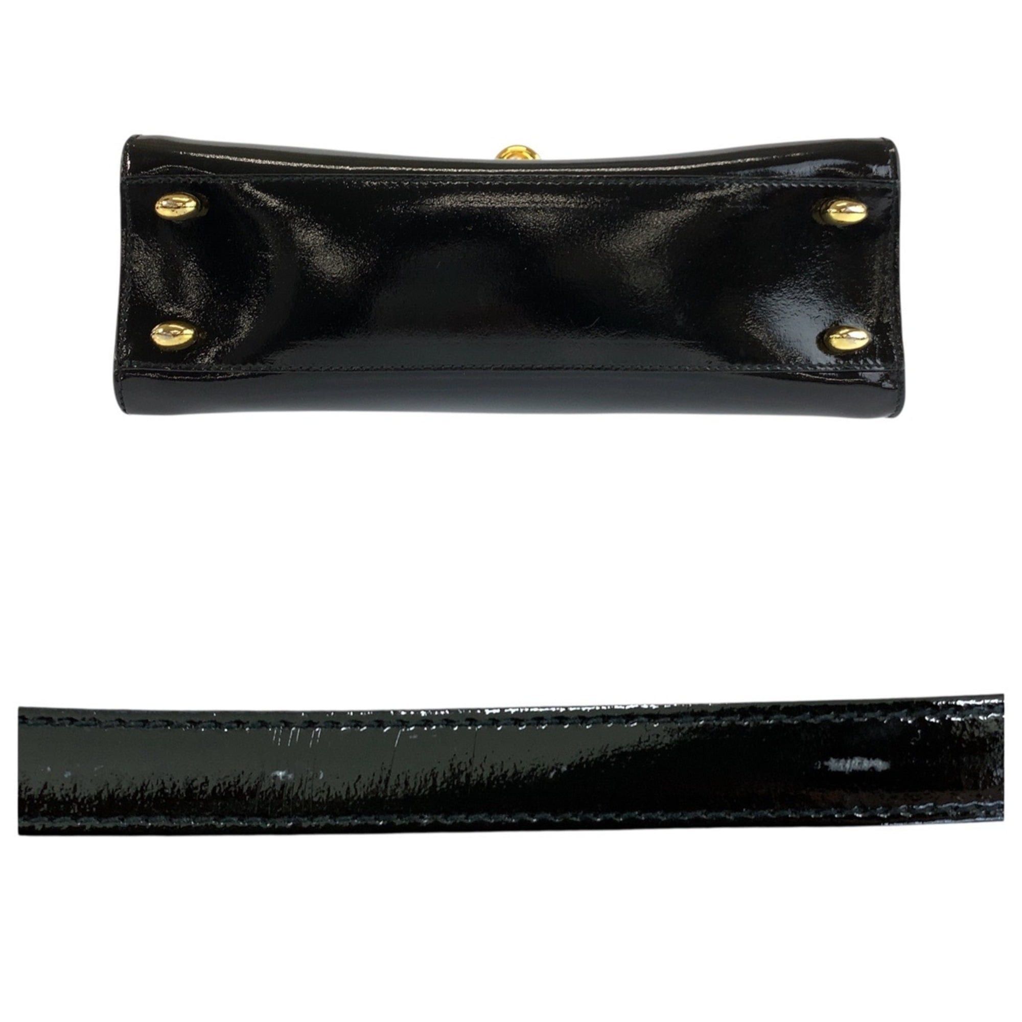 Celine CELINE Vintage Black Patent Leather Handbag/Shoulder Bag (2-way) - Gold Hardware, Size F05 Women's Size ONE SIZE - 6 Thumbnail