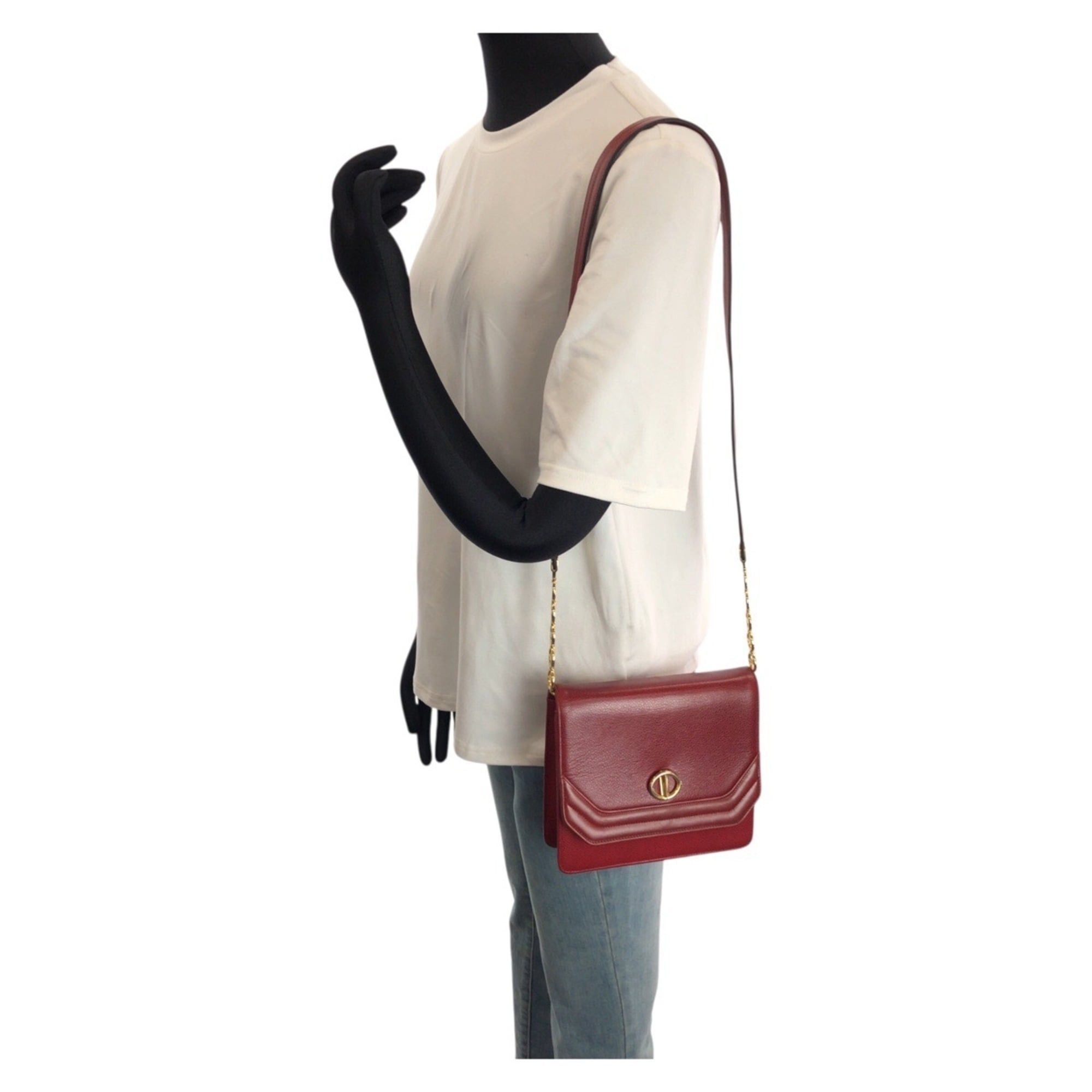 Dior Christian Dior Vintage Red Leather Shoulder Bag/Pouch with Gold Hardware for Women Size ONE SIZE - 7 Thumbnail