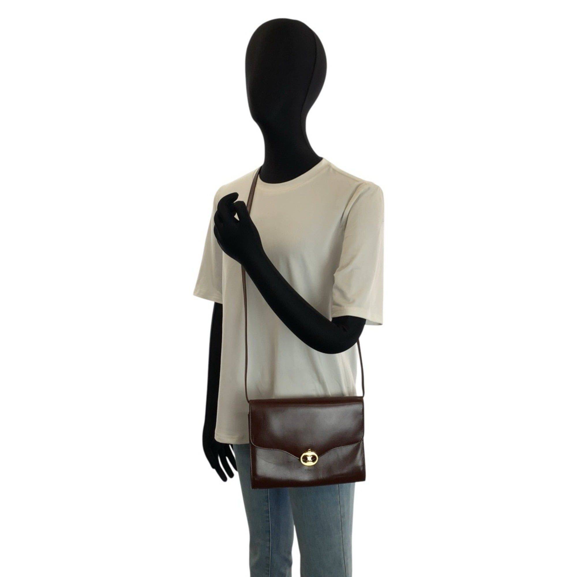 Celine CELINE Vintage Blazon Brown Leather Shoulder Bag/Pochette (F 08) Size ONE SIZE - 7 Thumbnail