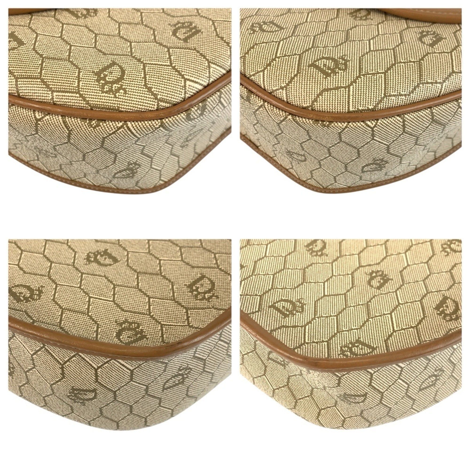 Dior Christian Dior Vintage Honeycomb Pattern Beige Brown Leather Shoulder Bag/Pouch for Women Size ONE SIZE - 4 Thumbnail