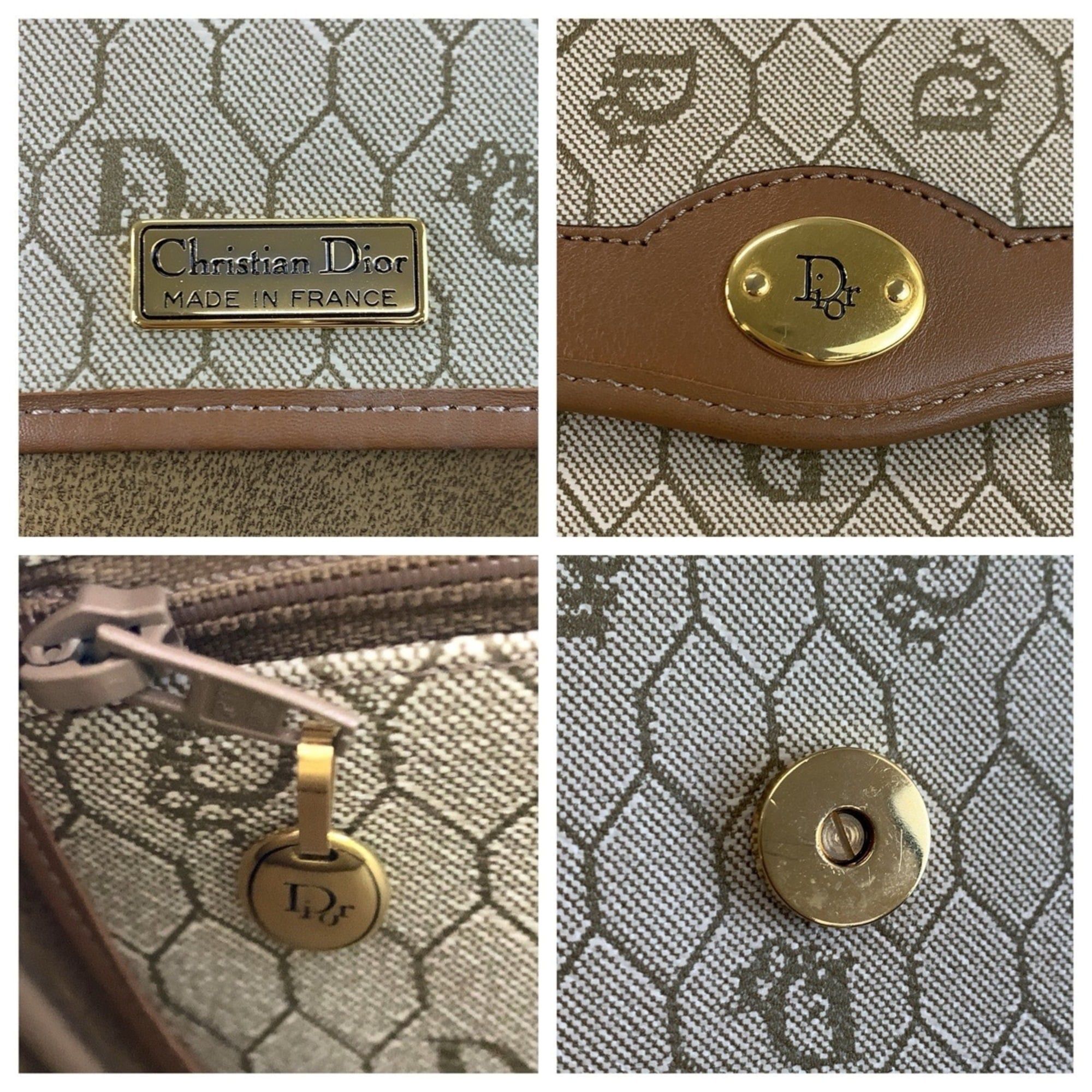 Dior Christian Dior Vintage Honeycomb Pattern Beige Brown Leather Shoulder Bag/Pouch for Women Size ONE SIZE - 3 Thumbnail