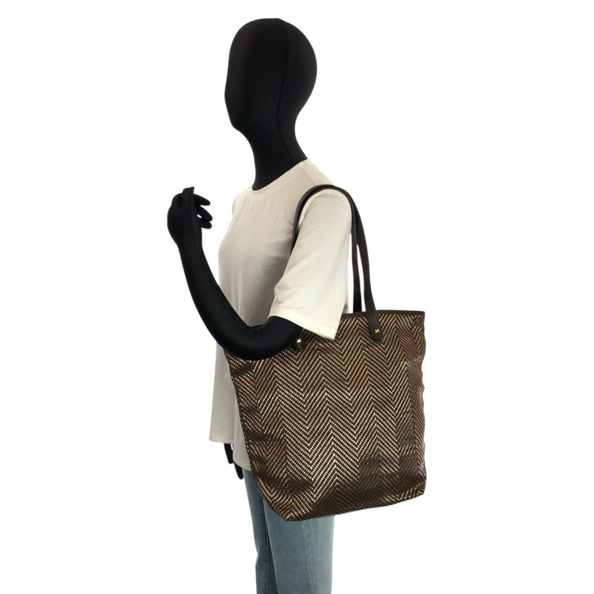 Hermes HERMES Cabas Chennai Brown Gold Polyester Leather Tote Bag Shoulder □L Stamp Women's Size ONE SIZE - 6 Thumbnail