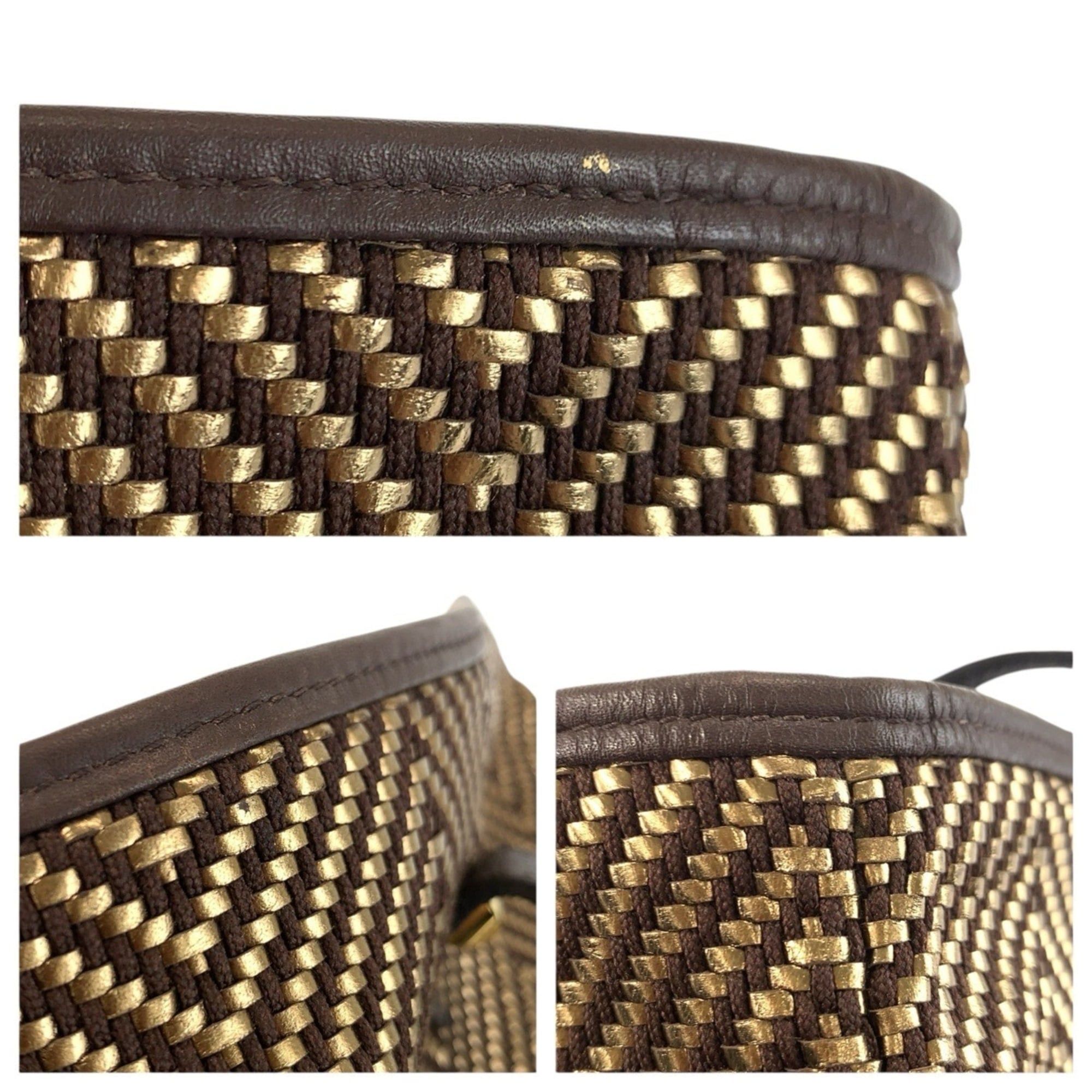 Hermes HERMES Cabas Chennai Brown Gold Polyester Leather Tote Bag Shoulder □L Stamp Women's Size ONE SIZE - 5 Thumbnail
