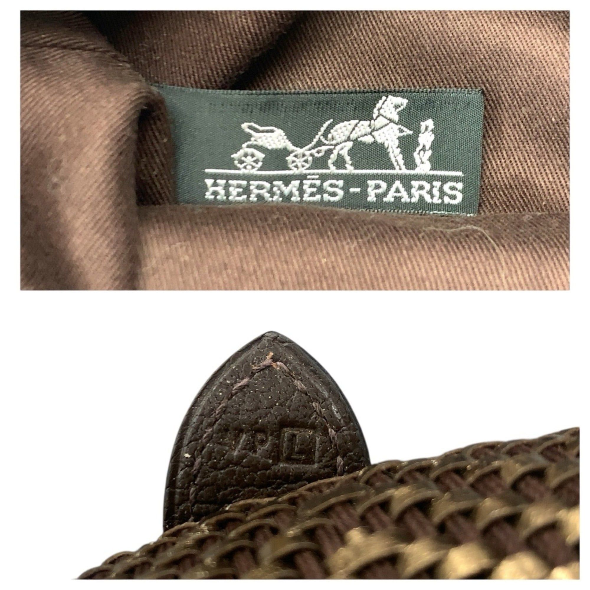 Hermes HERMES Cabas Chennai Brown Gold Polyester Leather Tote Bag Shoulder □L Stamp Women's Size ONE SIZE - 3 Thumbnail