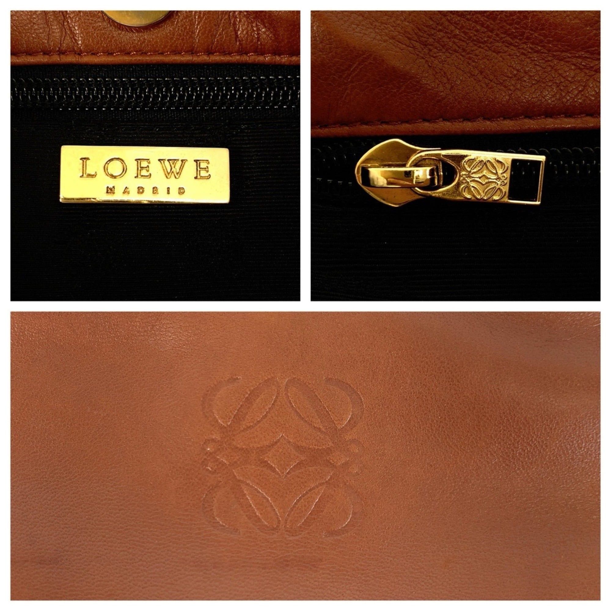Loewe LOEWE Anagram Brown Camel Gold Hardware Leather Tote Bag Handbag for Women Size ONE SIZE - 4 Thumbnail