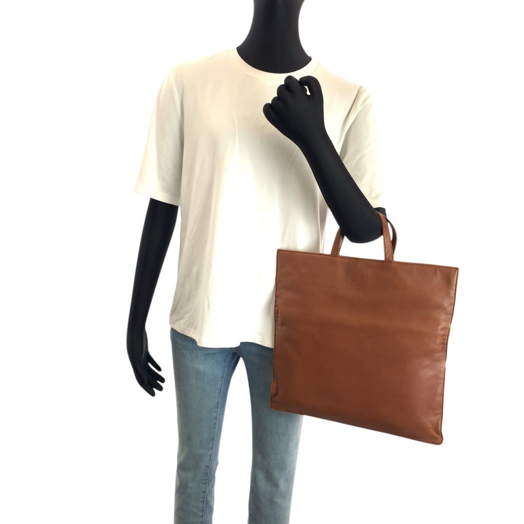 Loewe LOEWE Anagram Brown Camel Gold Hardware Leather Tote Bag Handbag for Women Size ONE SIZE - 7 Thumbnail