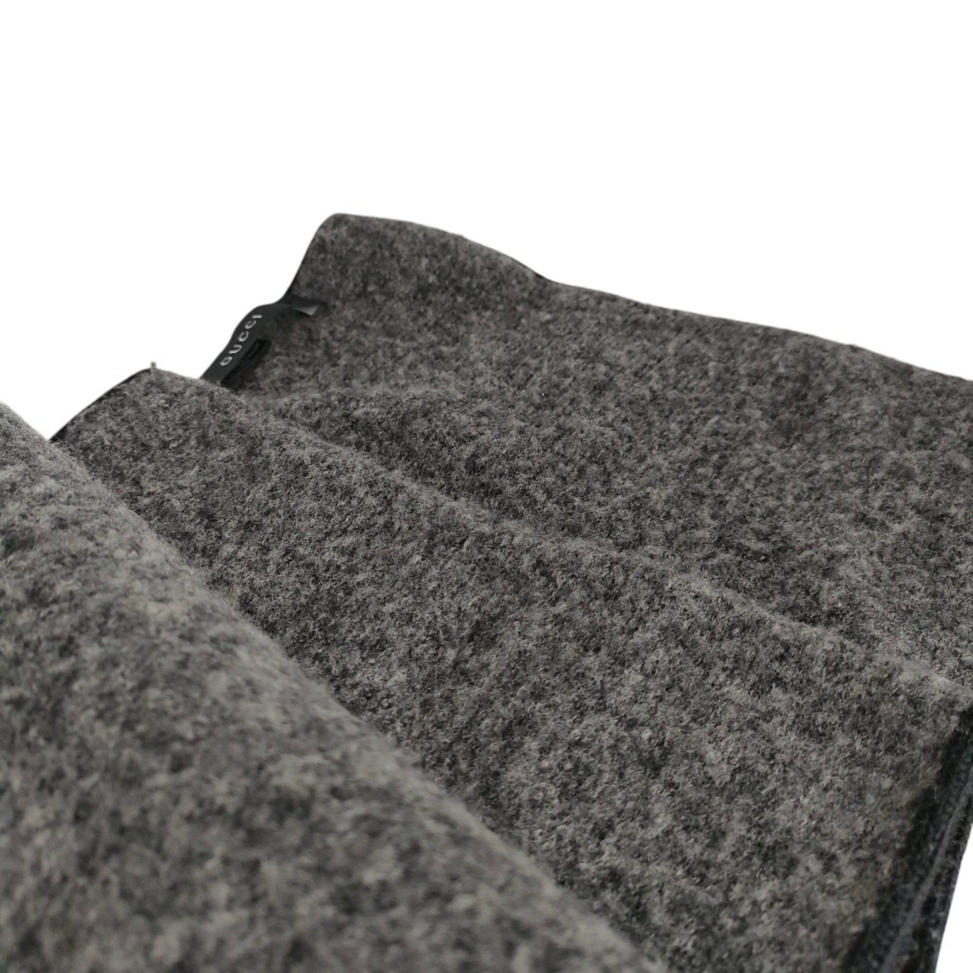 Gucci GUCCI Wool Blend Bicolor Knit Scarf, Black x Gray, Women's Size ONE SIZE - 3 Thumbnail