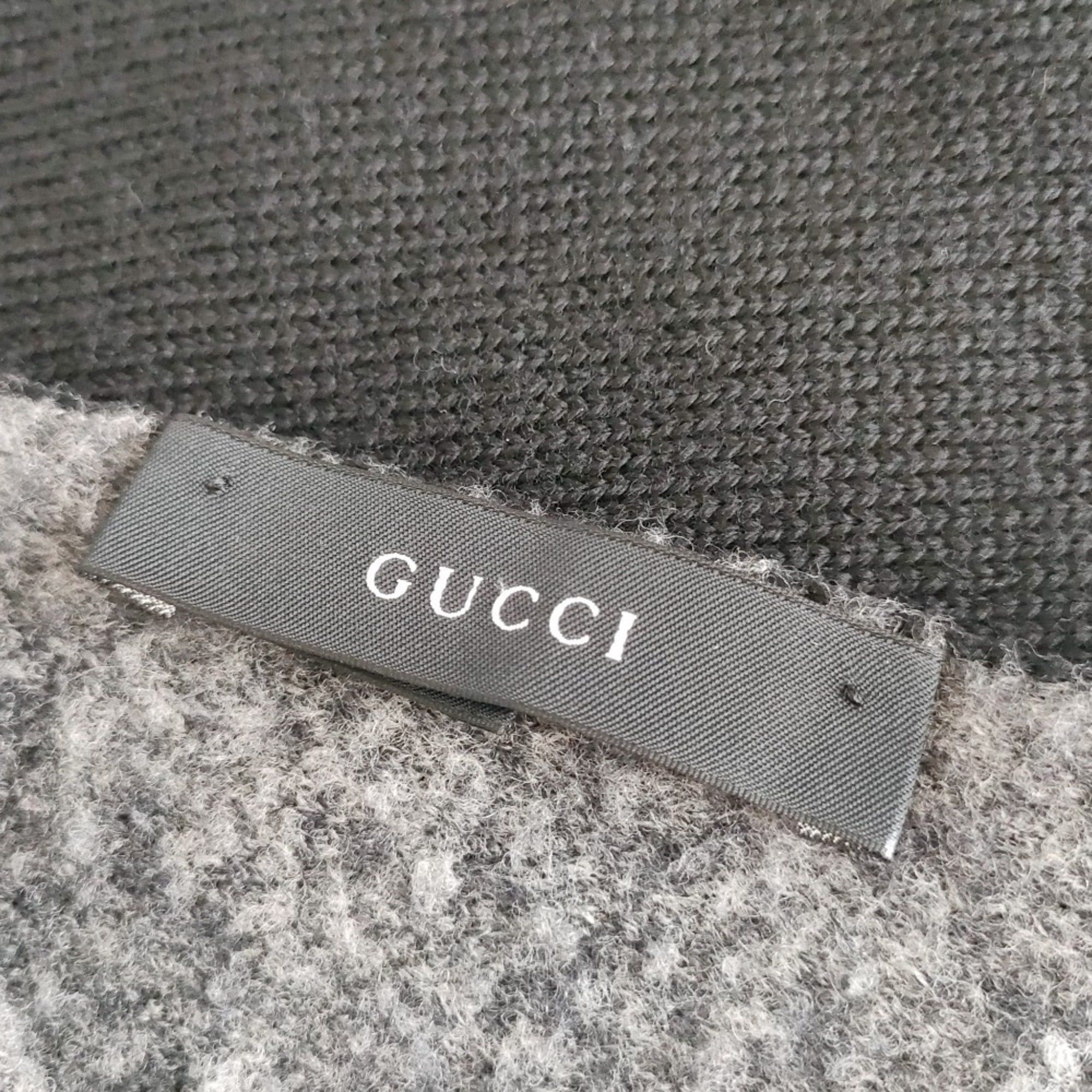 Gucci GUCCI Wool Blend Bicolor Knit Scarf, Black x Gray, Women's Size ONE SIZE - 5 Thumbnail