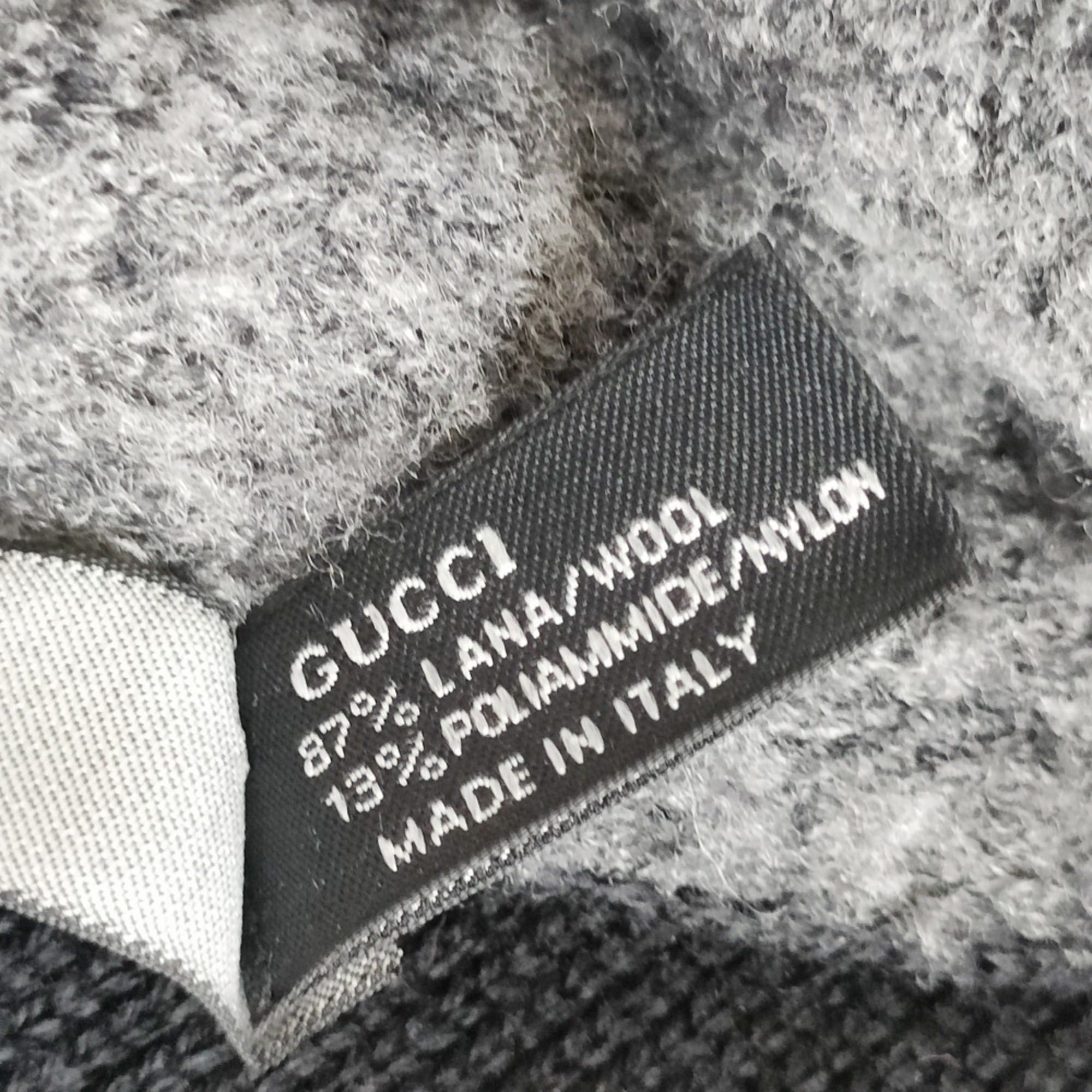Gucci GUCCI Wool Blend Bicolor Knit Scarf, Black x Gray, Women's Size ONE SIZE - 6 Thumbnail
