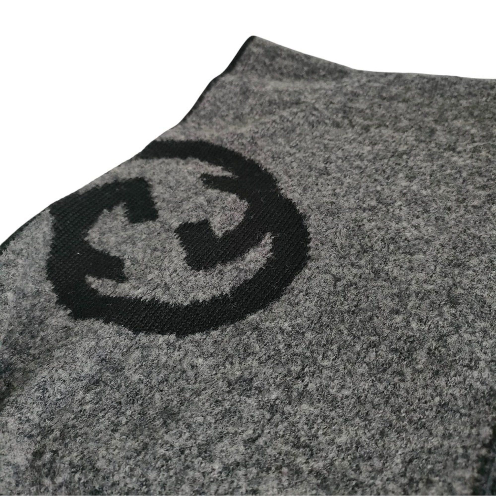 Gucci GUCCI Wool Blend Bicolor Knit Scarf, Black x Gray, Women's Size ONE SIZE - 4 Thumbnail