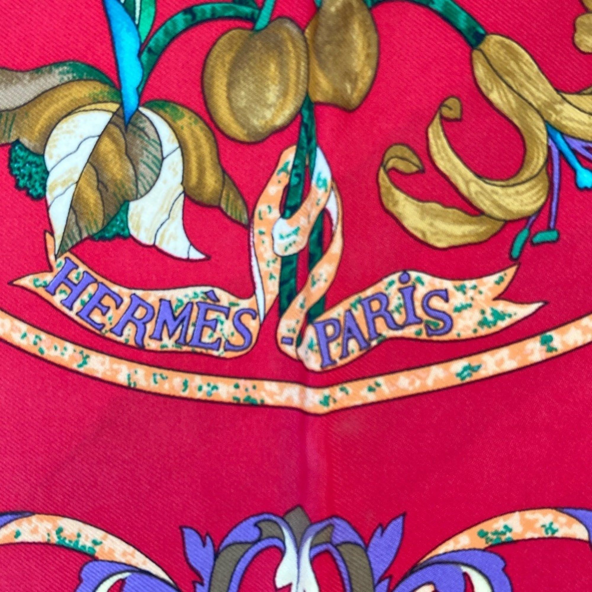 Hermes Hermes Carre 90 PIERRES d' ORIENT et OCCIDENT (Oriental Stones and Western Stonework) Silk Scarf, Red, Women's Size ONE SIZE - 2 Thumbnail
