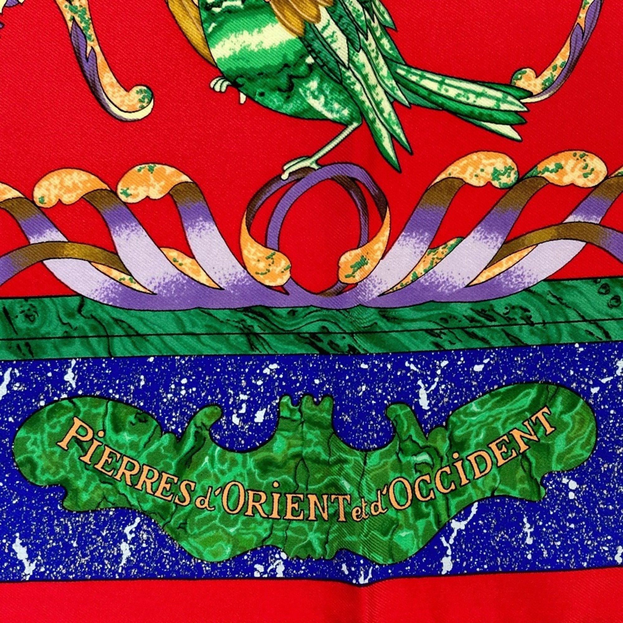 Hermes Hermes Carre 90 PIERRES d' ORIENT et OCCIDENT (Oriental Stones and Western Stonework) Silk Scarf, Red, Women's Size ONE SIZE - 3 Thumbnail