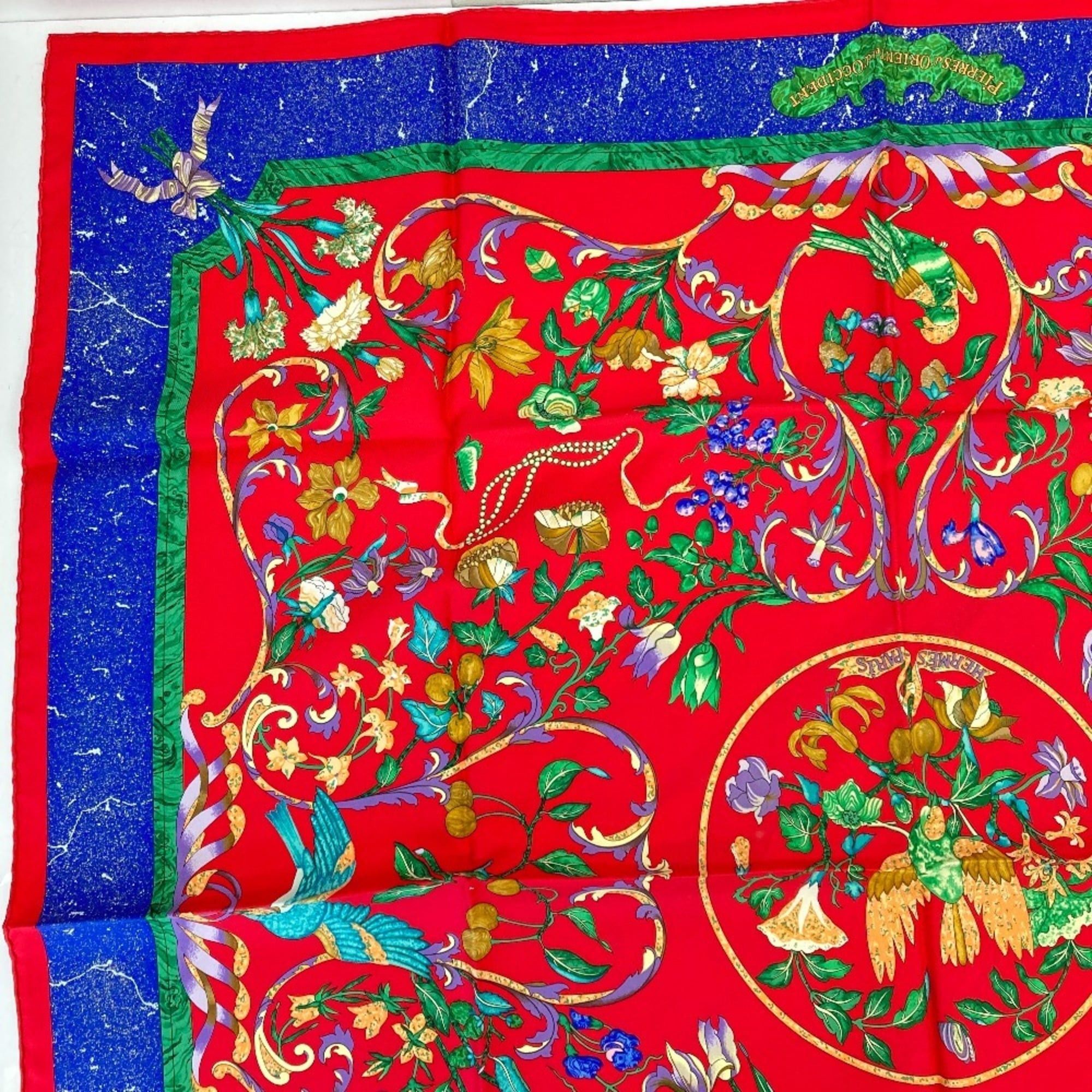 Hermes Hermes Carre 90 PIERRES d' ORIENT et OCCIDENT (Oriental Stones and Western Stonework) Silk Scarf, Red, Women's Size ONE SIZE - 8 Thumbnail