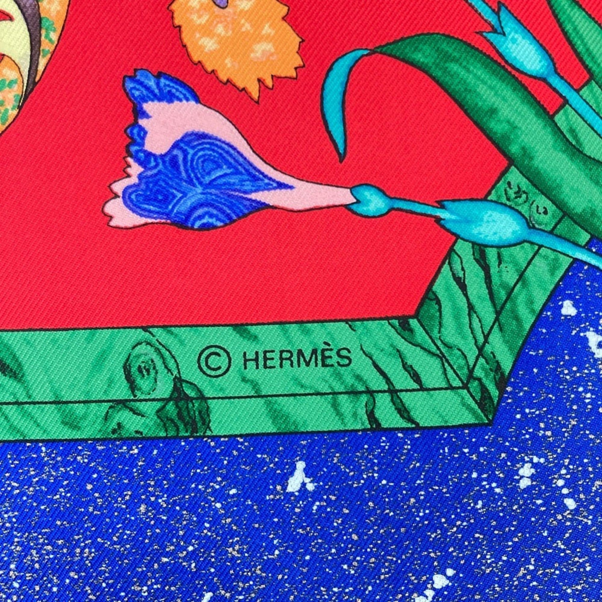 Hermes Hermes Carre 90 PIERRES d' ORIENT et OCCIDENT (Oriental Stones and Western Stonework) Silk Scarf, Red, Women's Size ONE SIZE - 4 Thumbnail