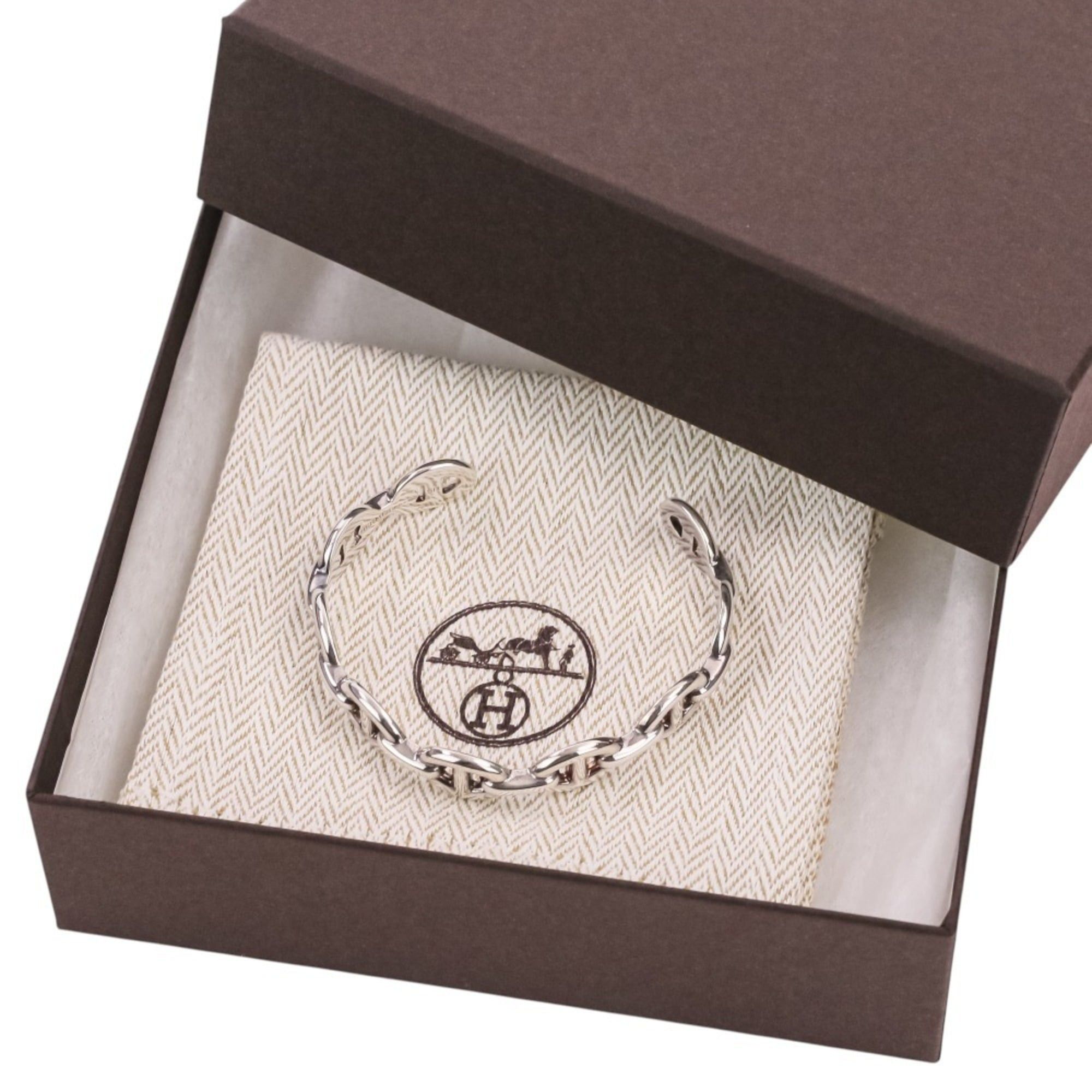 Hermes Hermes Chaine d'Ancre Enchainee SV925 Bangle Bracelet, Size SH, Silver, Women's Size ONE SIZE - 9 Thumbnail
